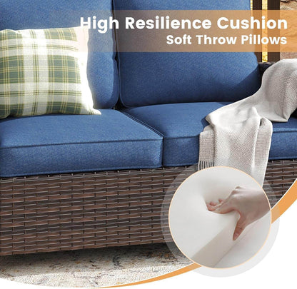 Nine Piece Outdoor Patio Furniture Wicker Conversation Set - Loft&Timber