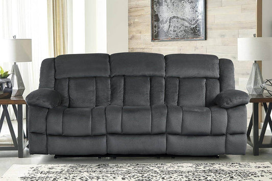 Home Theater Seating, Wall Hugger Manual Reclining Sofa, 3-Seat Dual Recliner Sofa for Living Room, 90’’W Sofa, Charcoal - Loft&Timber