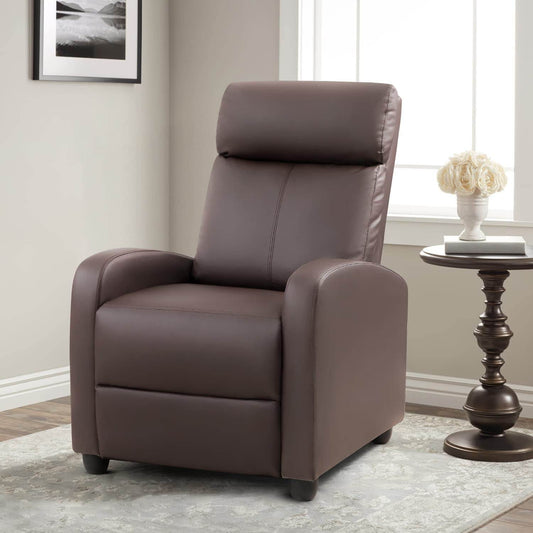 Brown PU Leather Recliner Chair with Massage - Loft&Timber