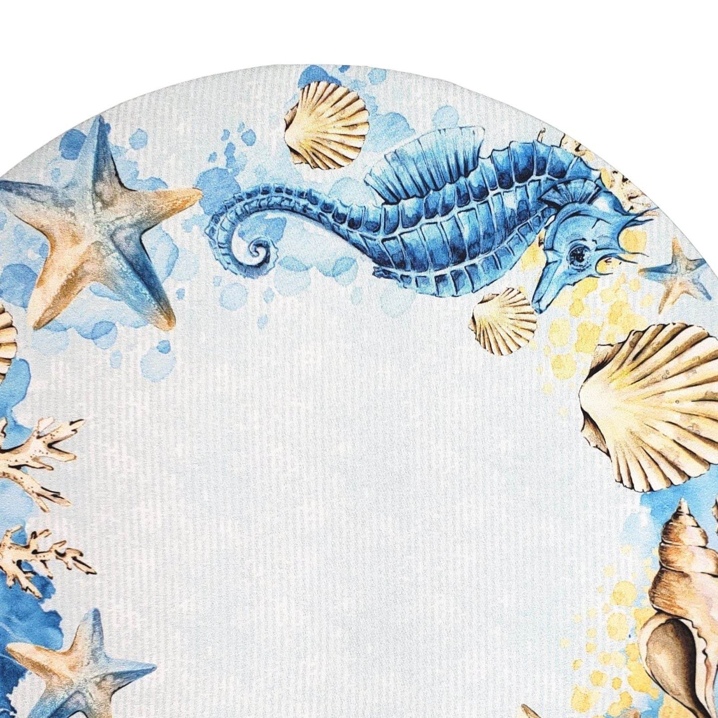 Set of 4 Round Placemats Covers Ring Seahorse Blue 14 Dia inch - Loft&Timber