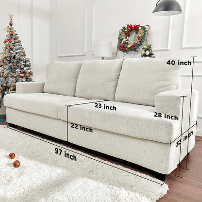 97" Modern Sofa, 3 Seater Comfy Couch Sofa- Extra Deep Seated Oversized Sofa - Loft&Timber