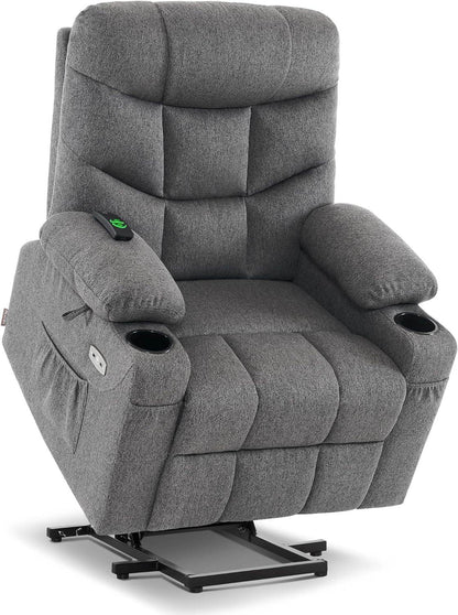 Power Lift Recliner Chair with Extended Footrest (Dark Gray, Medium-Regular) - Loft&Timber