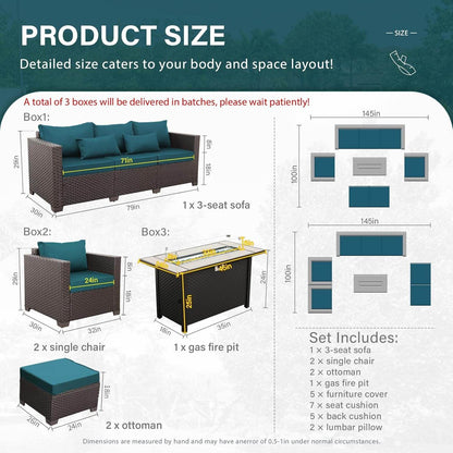 Six-Piece Outdoor Furniture Set with Fire Pit Table - Loft&Timber