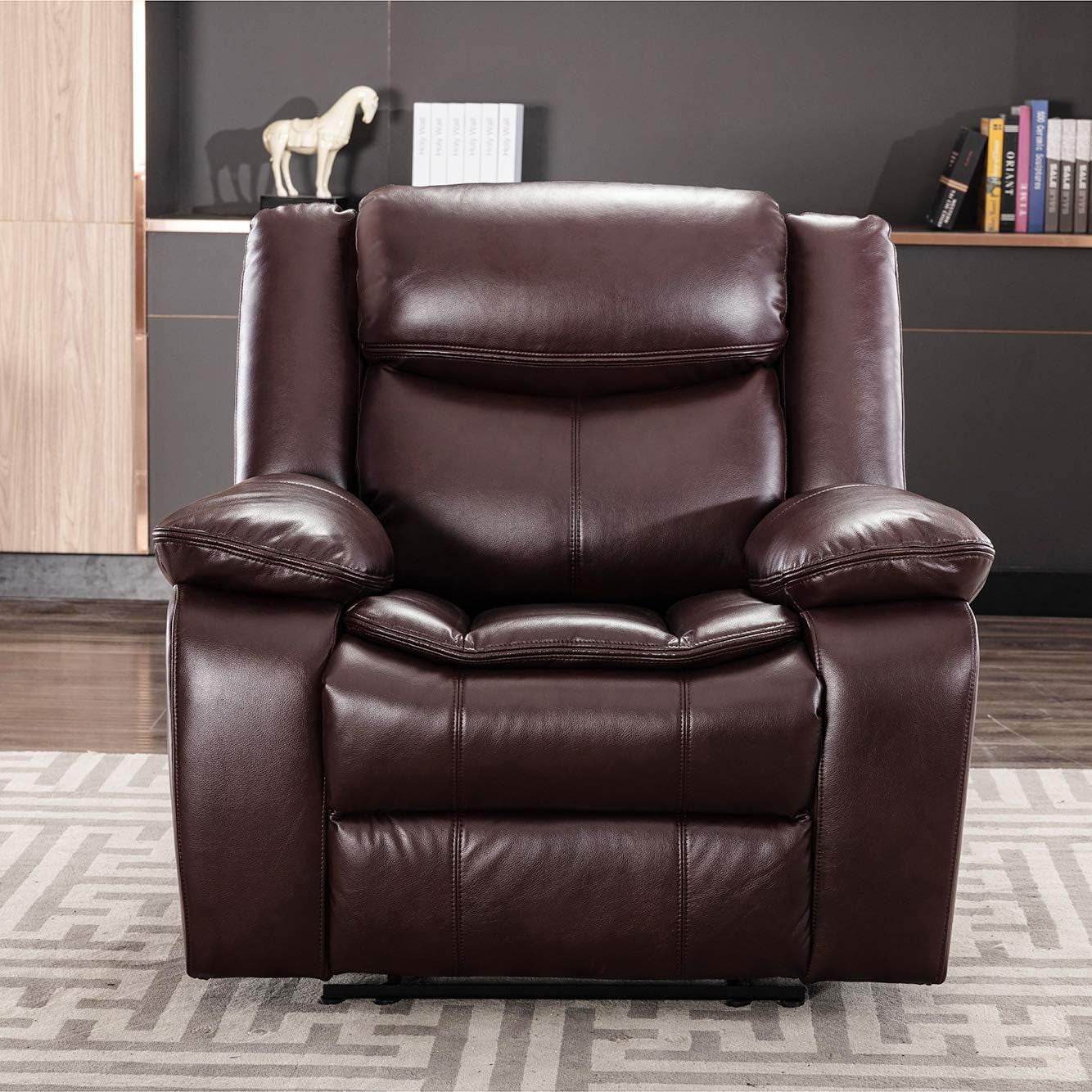 Breathable Leather Manual Recliner for Living Room - Loft&Timber