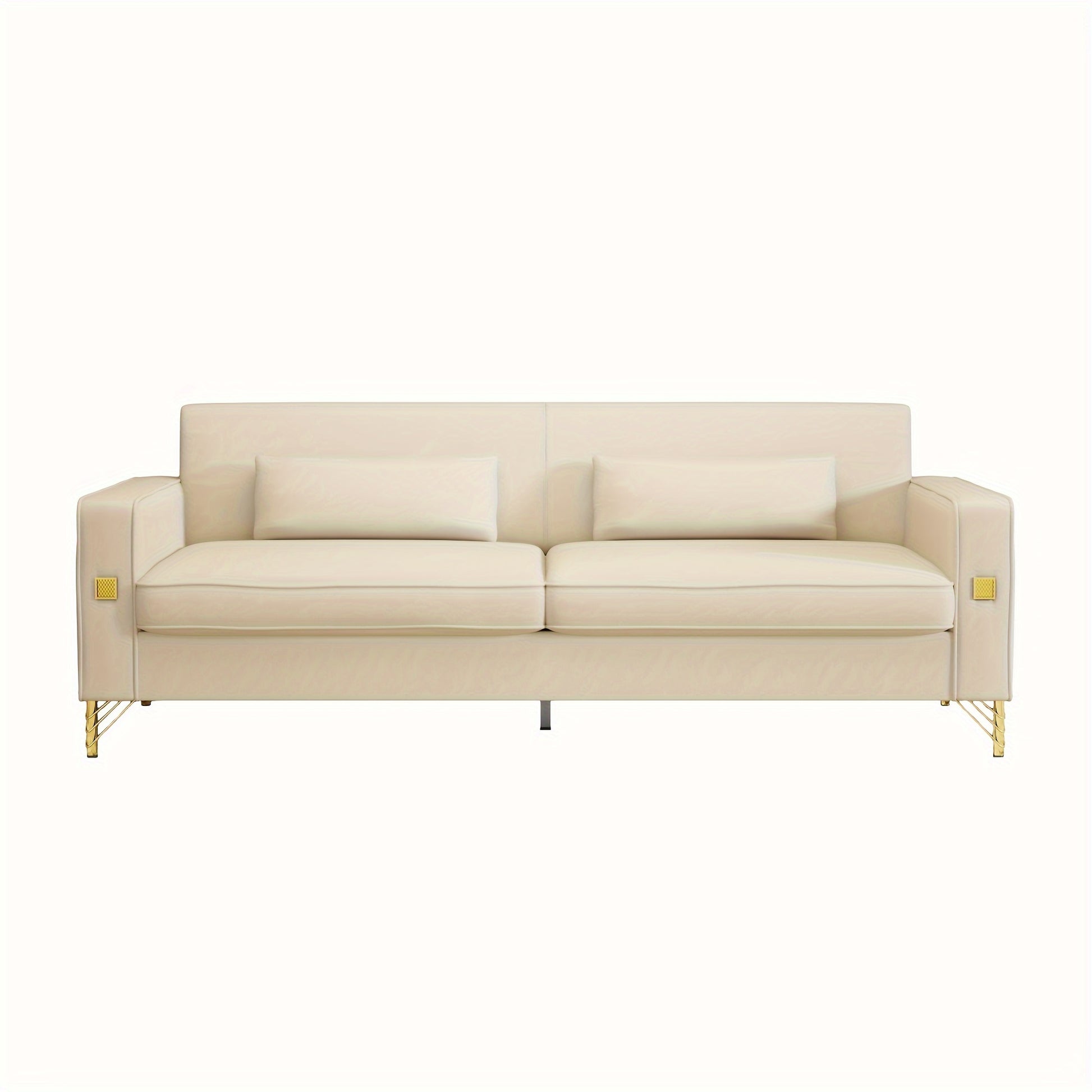 1pc 85.63" Loveseat Sofa, Mid Century Decor with Square Armrests Couches with 2 Pillows - Loft&Timber