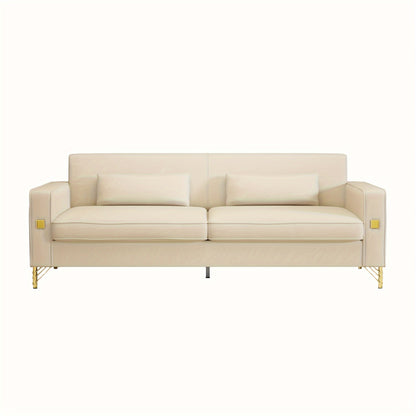 1pc 85.63" Loveseat Sofa, Mid Century Decor with Square Armrests Couches with 2 Pillows - Loft&Timber