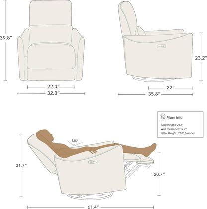 Ink Blue Power Swivel Glider Recliner Chair Nursery Living Room - Loft&Timber