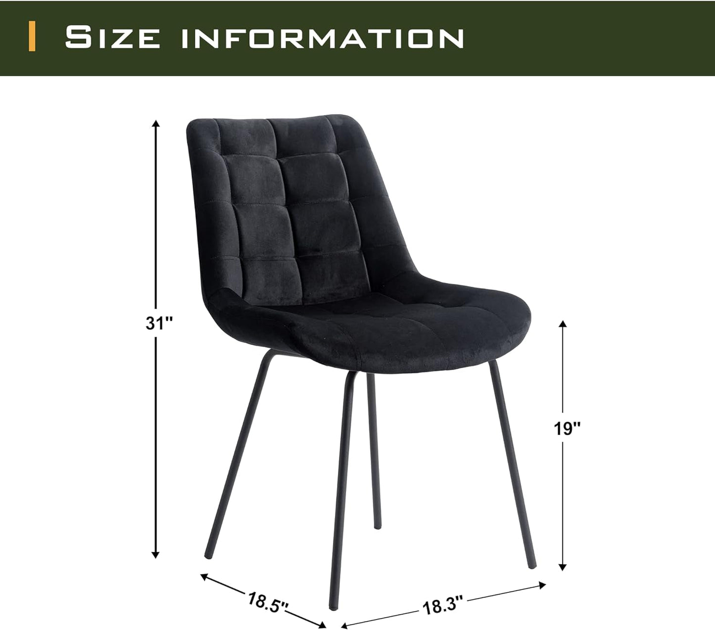 Black Velvet Upholstered Dining Chair Set Of 2 Kitchen-1