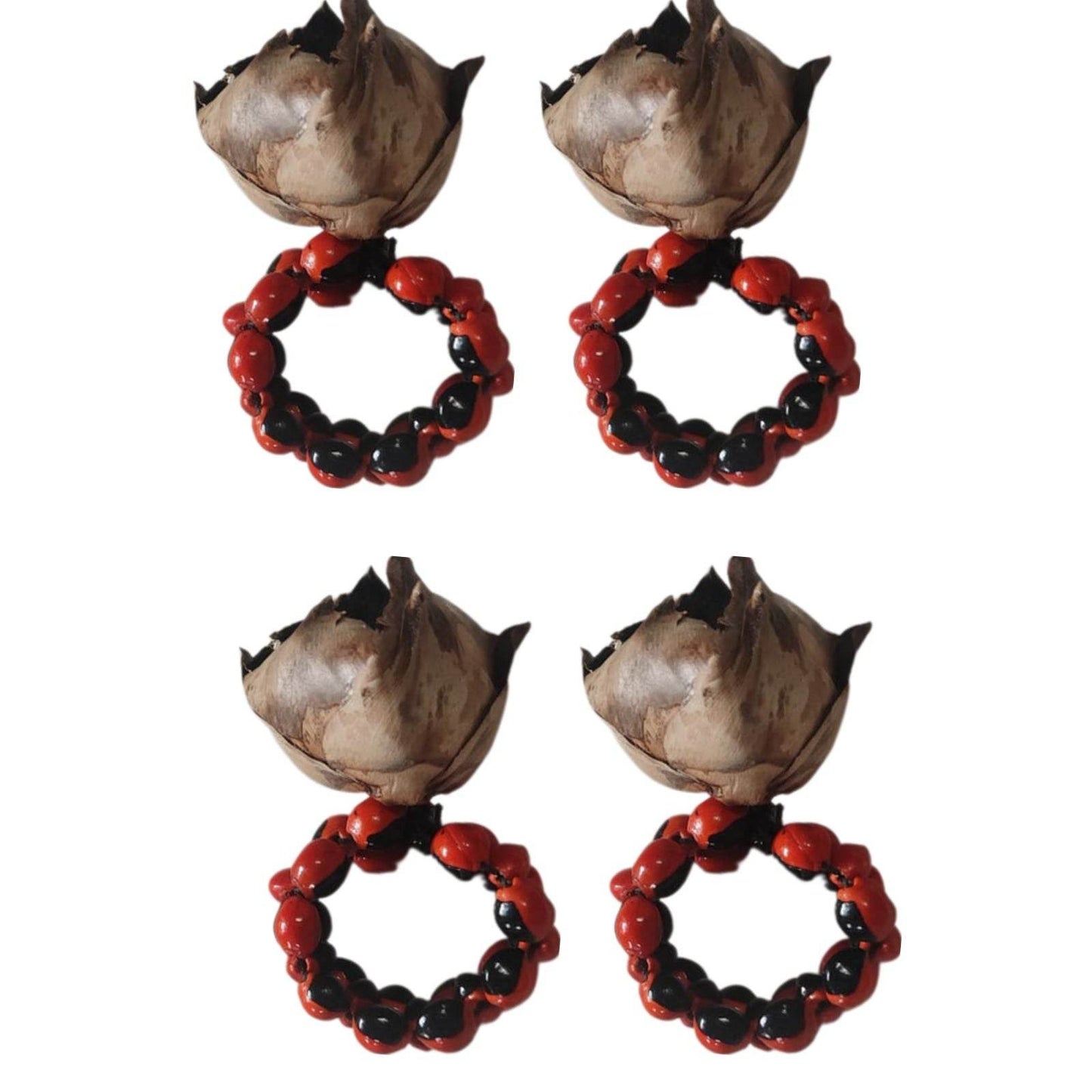 BIOJewelry Set of 4 Amazon Peel Coconut Babacu Acai Napkin Rings Handmade for Dining Table - Loft&Timber