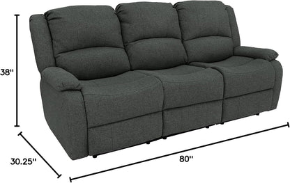 80" RV Triple Recliner Convertible Console, Fossil Cloth - Loft&Timber