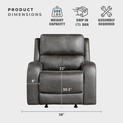 Rocker Recliner Chair, Reclining Rocking Chair, Home Theater Reclining Seat, Manual Recliner Seat for Living Room, Nursery, Bedroom, Office, Apartment, Grey - Loft&Timber