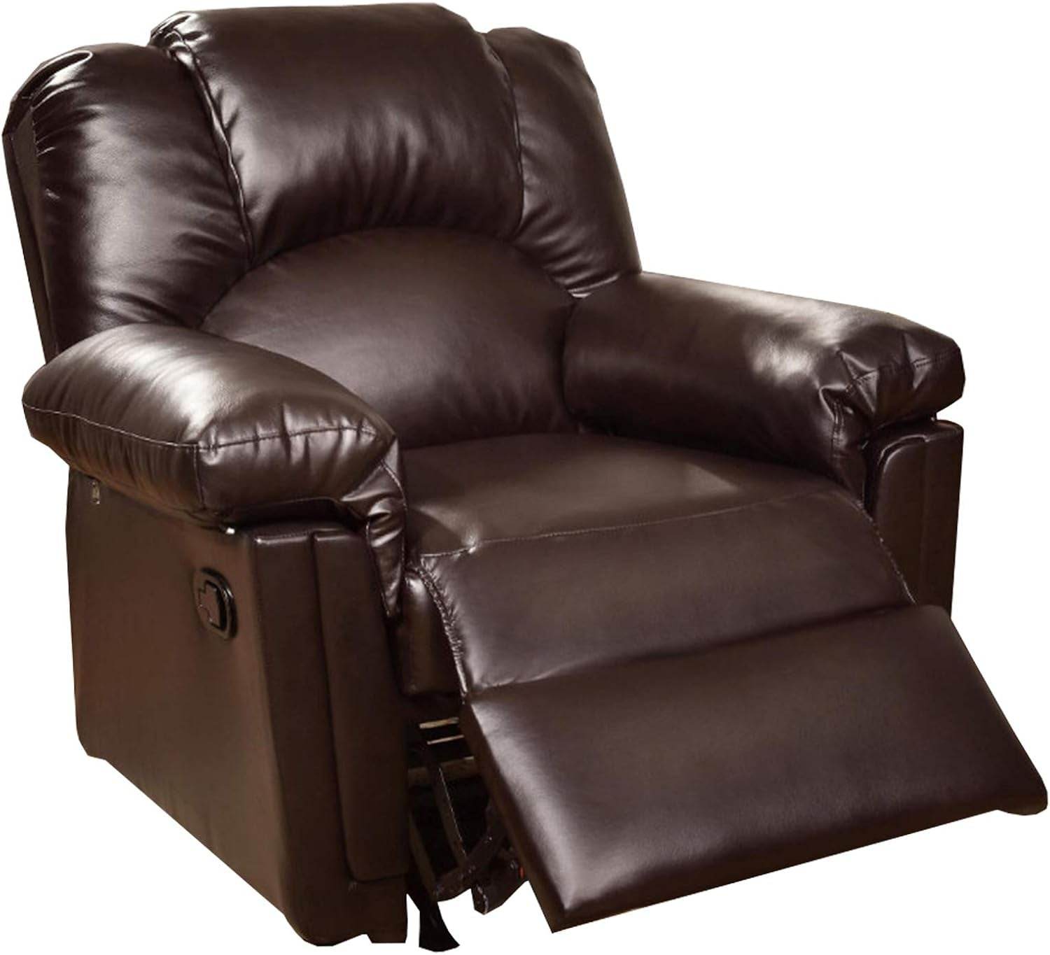 BM171425 41 X 35 X 35 In. Bonded Leather Rocker & Recliner Brown - Loft&Timber