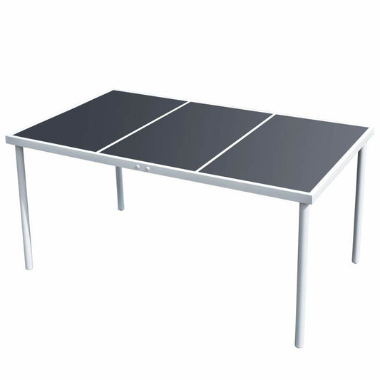 vidaXL Outdoor Dining Table Patio Table with Glass Top Garden Furniture Steel - Loft&Timber