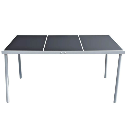 vidaXL Outdoor Dining Table Patio Table with Glass Top Garden Furniture Steel - Loft&Timber