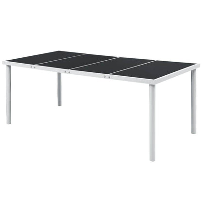 vidaXL Outdoor Dining Table Patio Table with Glass Top Garden Furniture Steel - Loft&Timber