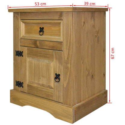 vidaXL Nightstand Storage Cabinet Table with Drawer Mexican Pine Corona Range - Loft&Timber