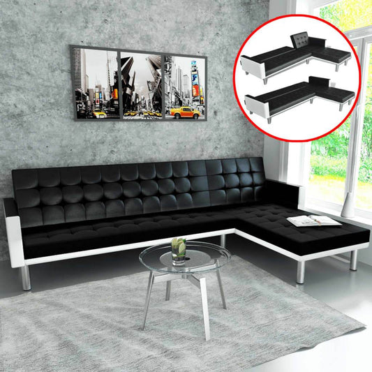 vidaXL Sofa Bed Sleeper Sectional Sofa Bed L Shaped Couch Artificial Leather - Loft&Timber