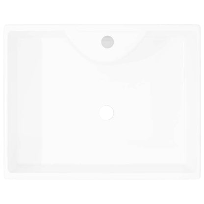 vidaXL Ceramic Bathroom Sink Basin with Faucet Hole White Square - Loft&Timber