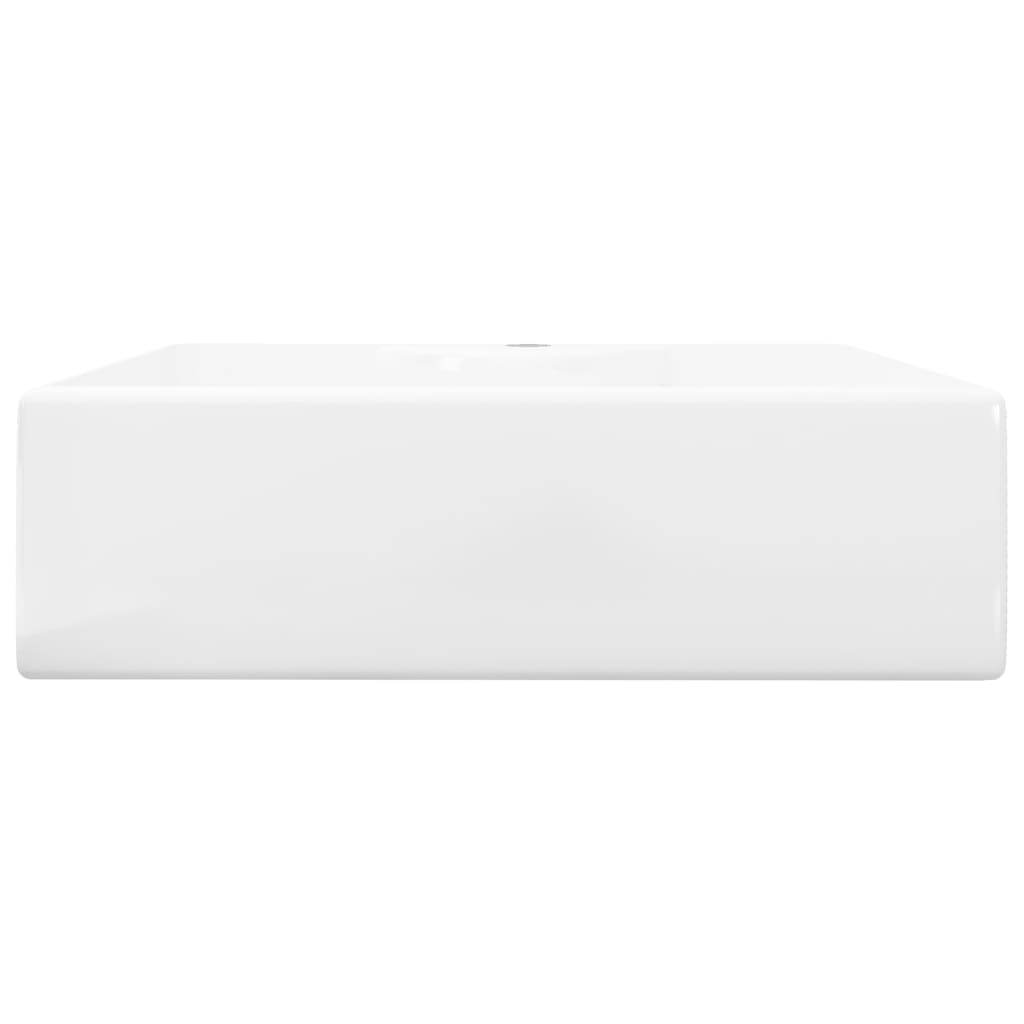 vidaXL Ceramic Bathroom Sink Basin with Faucet Hole White Square - Loft&Timber