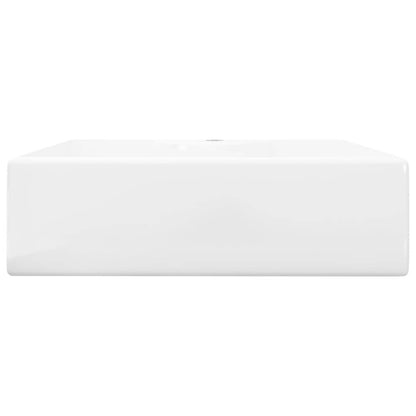 vidaXL Ceramic Bathroom Sink Basin with Faucet Hole White Square - Loft&Timber
