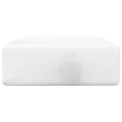 vidaXL Ceramic Bathroom Sink Basin with Faucet Hole White Square - Loft&Timber