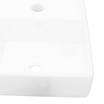 vidaXL Ceramic Bathroom Sink Basin with Faucet Hole White Square - Loft&Timber