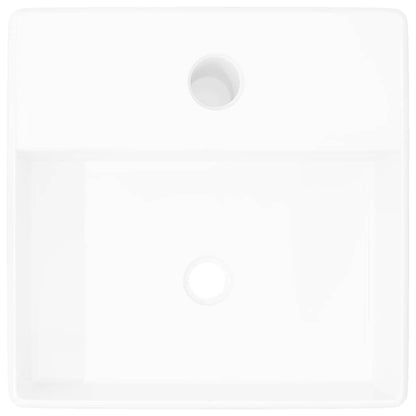 vidaXL Ceramic Bathroom Sink Basin with Faucet Hole White Square - Loft&Timber
