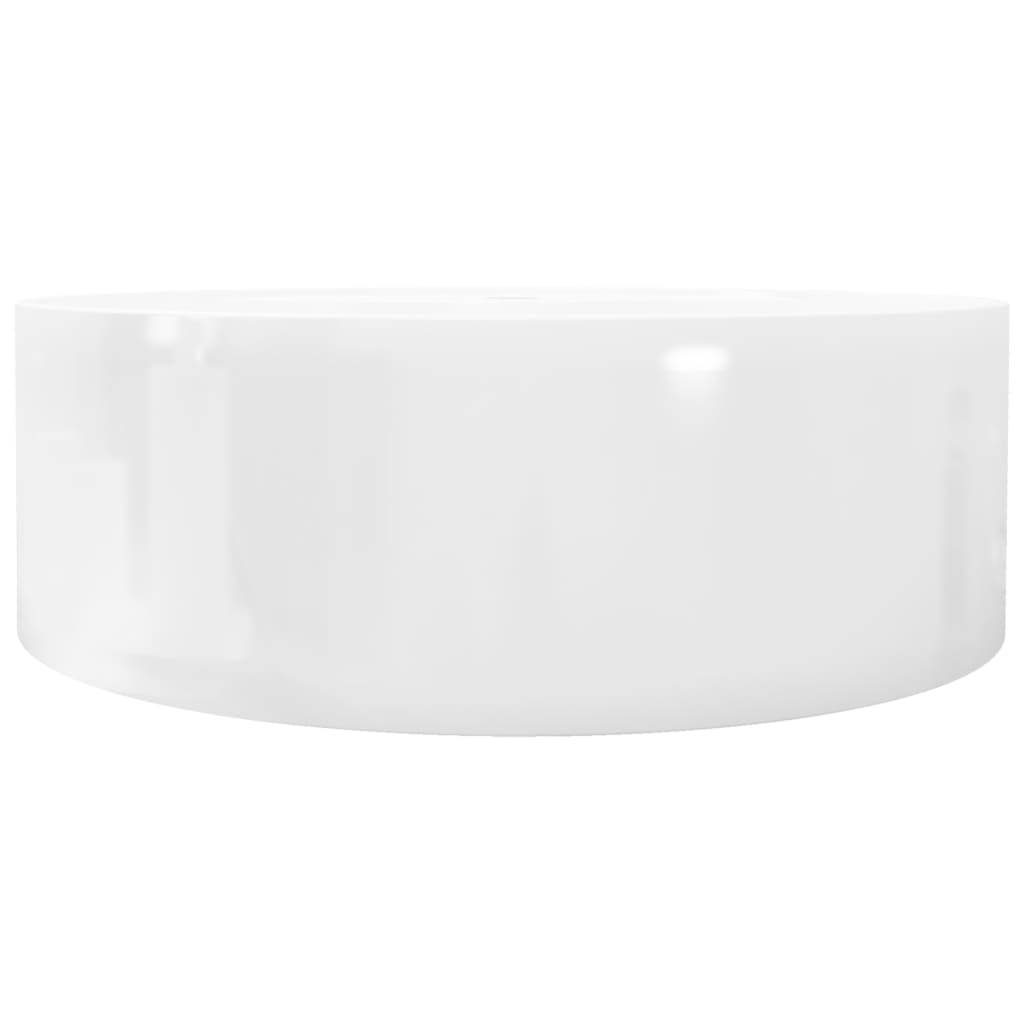 vidaXL Ceramic Bathroom Sink Basin Faucet/Overflow Hole White Round - Loft&Timber