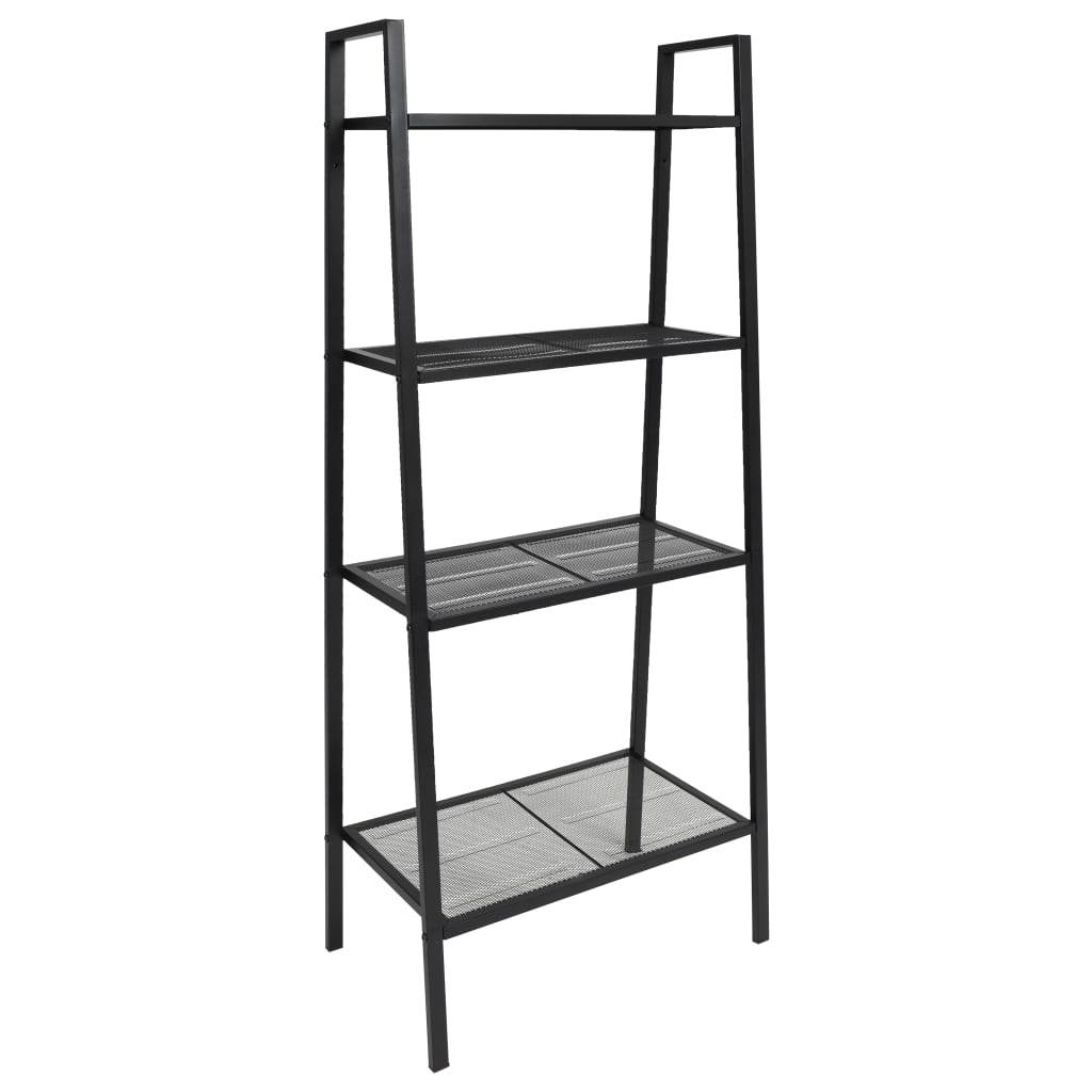 vidaXL Bookshelf Ladder Bookcase Plant Display Shelving Unit 4 Tiers Metal - Loft&Timber