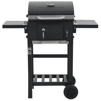 vidaXL Charcoal-Fueled BBQ Grill with Bottom Shelf Black - Loft&Timber