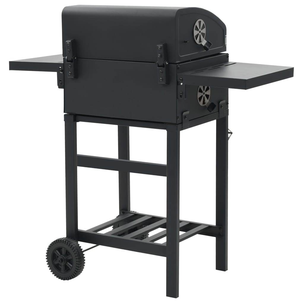 vidaXL Charcoal-Fueled BBQ Grill with Bottom Shelf Black - Loft&Timber