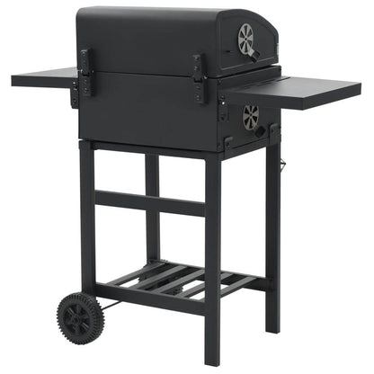 vidaXL Charcoal-Fueled BBQ Grill with Bottom Shelf Black - Loft&Timber