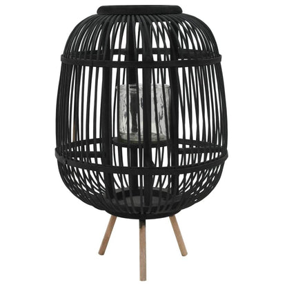 vidaXL Freestanding Candle Lantern Holder Bamboo Black - Loft&Timber