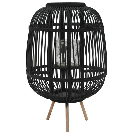 vidaXL Freestanding Candle Lantern Holder Bamboo Black - Loft&Timber