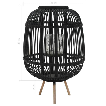 vidaXL Freestanding Candle Lantern Holder Bamboo Black - Loft&Timber