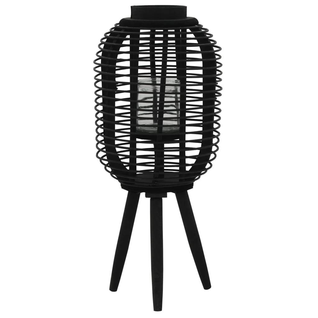 vidaXL Freestanding Candle Lantern Holder Bamboo Black - Loft&Timber