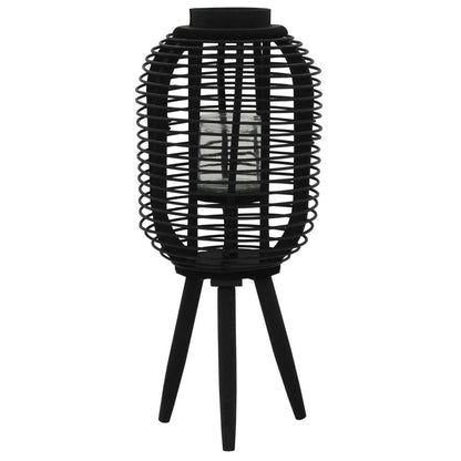 vidaXL Freestanding Candle Lantern Holder Bamboo Black - Loft&Timber