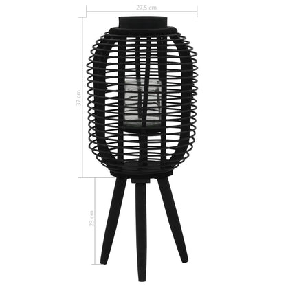 vidaXL Freestanding Candle Lantern Holder Bamboo Black - Loft&Timber