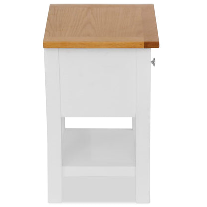 vidaXL Nightstand 14.2"x11.8"x18.5" Solid Oak Wood - Loft&Timber