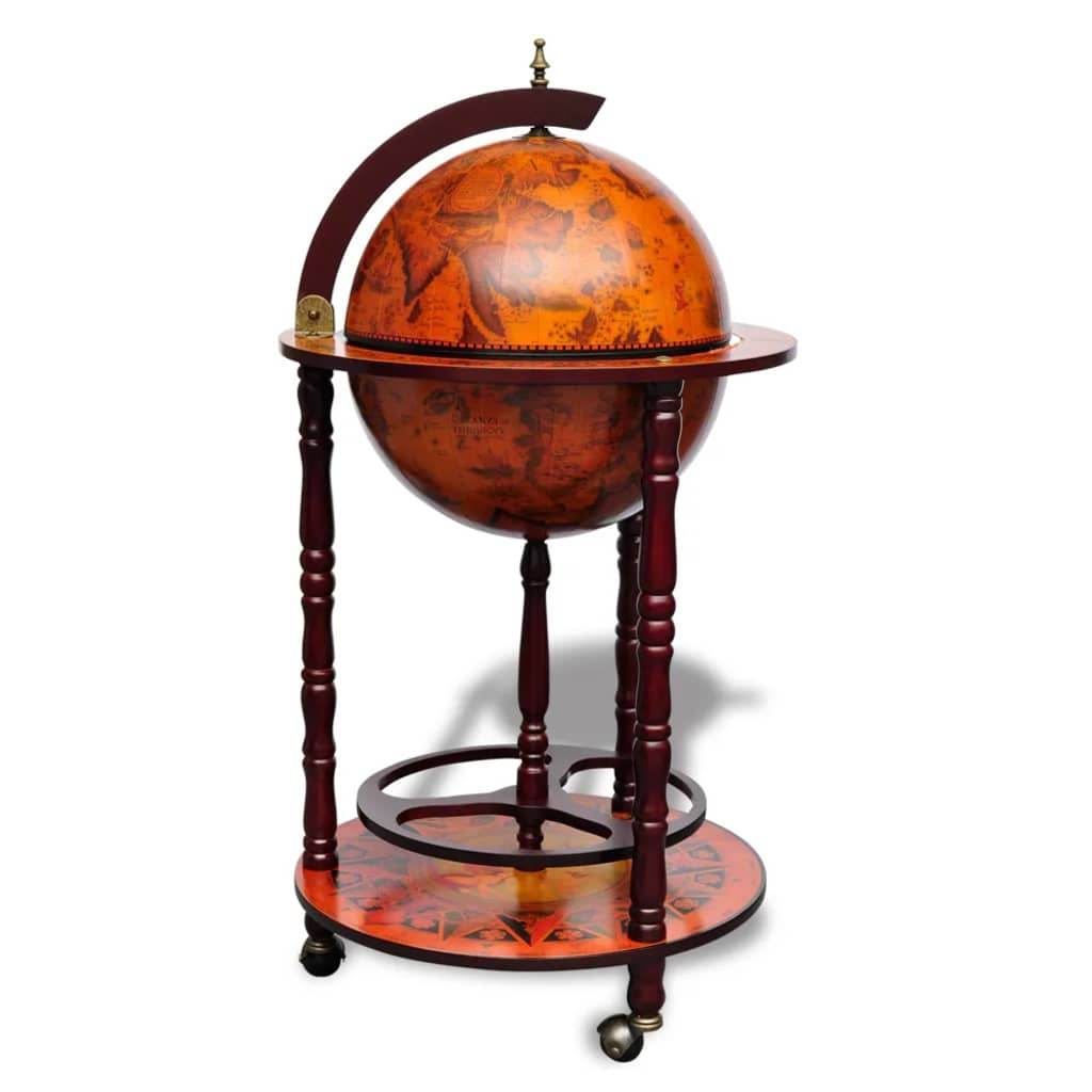 vidaXL Globe Bar Cart Globe Wine Bar Liquor Bar Cabinet Solid Eucalyptus Wood - Loft&Timber