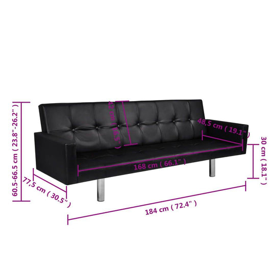 vidaXL Sofa Bed Sleeper Sectional Sofa Bed with Armrest Artificial Leather - Loft&Timber