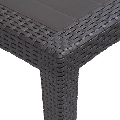 vidaXL Patio Table Garden Outdoor Porch Dining Table with Rattan Look Plastic - Loft&Timber