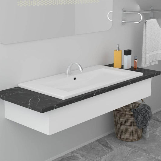 vidaXL Wash Basin Built-in Sink Vanity Sink Bathroom Basin Bath Sink Ceramic - Loft&Timber