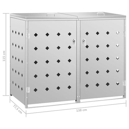 vidaXL Garbage Can Storage Garbage Can Trash Can Enclosure Stainless Steel - Loft&Timber