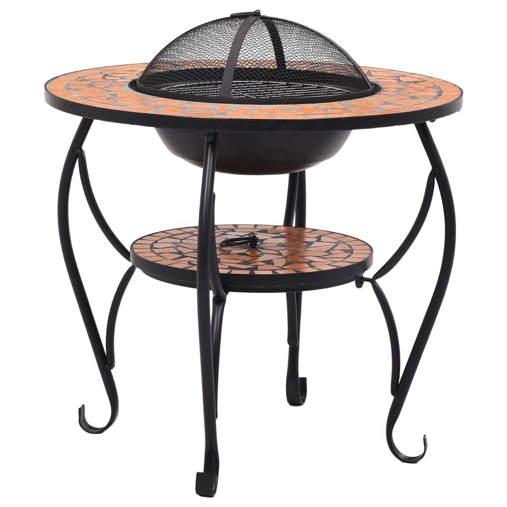 vidaXL Fire Pit Table Fireplace for Camping Picnic Outdoor Firebowl Ceramic - Loft&Timber