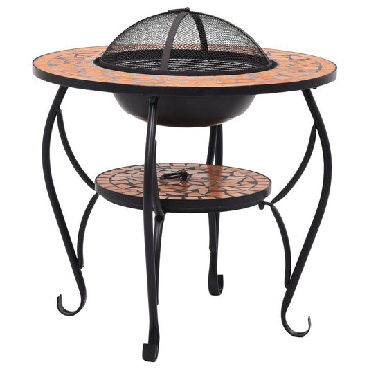 vidaXL Fire Pit Table Fireplace for Camping Picnic Outdoor Firebowl Ceramic - Loft&Timber