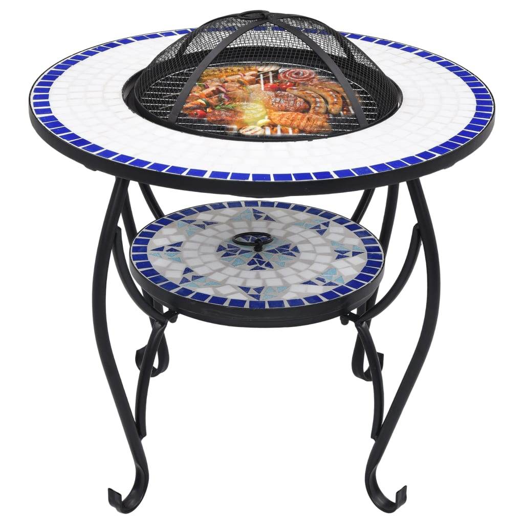vidaXL Fire Pit Table Fireplace for Camping Picnic Outdoor Firebowl Ceramic - Loft&Timber