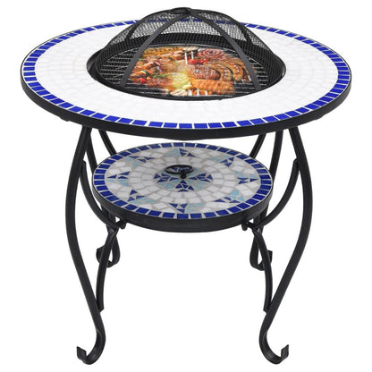 vidaXL Fire Pit Table Fireplace for Camping Picnic Outdoor Firebowl Ceramic - Loft&Timber