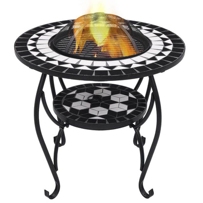 vidaXL Fire Pit Table Fireplace for Camping Picnic Outdoor Firebowl Ceramic - Loft&Timber