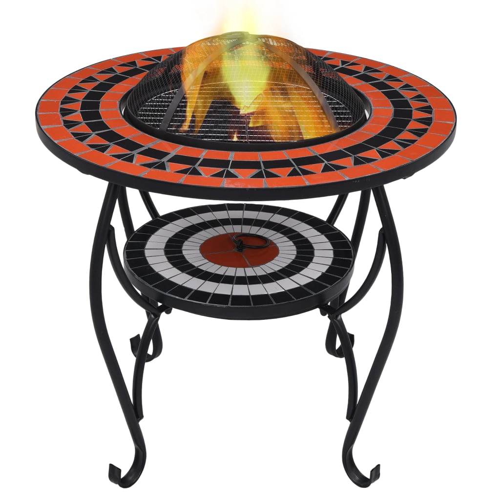 vidaXL Fire Pit Table Fireplace for Camping Picnic Outdoor Firebowl Ceramic - Loft&Timber